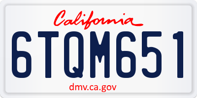 CA license plate 6TQM651