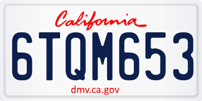 CA license plate 6TQM653