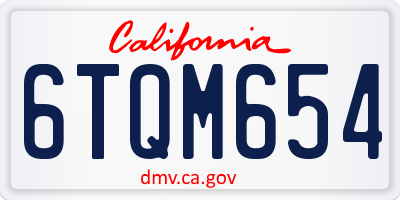 CA license plate 6TQM654