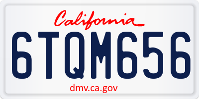 CA license plate 6TQM656