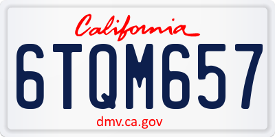 CA license plate 6TQM657