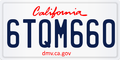 CA license plate 6TQM660