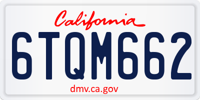 CA license plate 6TQM662