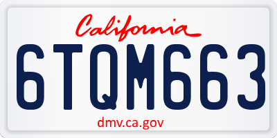 CA license plate 6TQM663