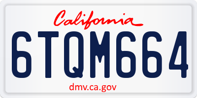 CA license plate 6TQM664