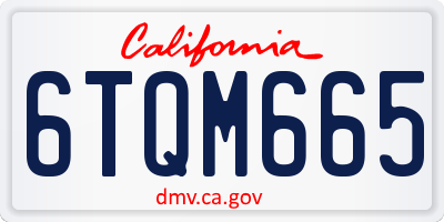 CA license plate 6TQM665