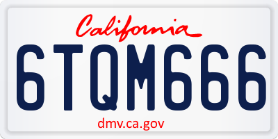 CA license plate 6TQM666