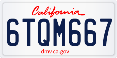 CA license plate 6TQM667