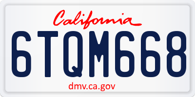 CA license plate 6TQM668