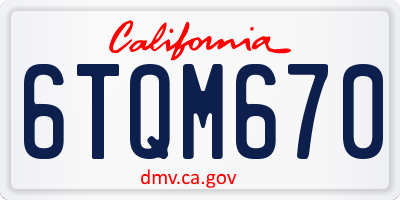 CA license plate 6TQM670