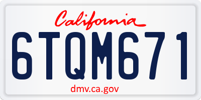 CA license plate 6TQM671