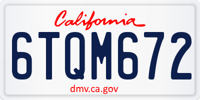 CA license plate 6TQM672