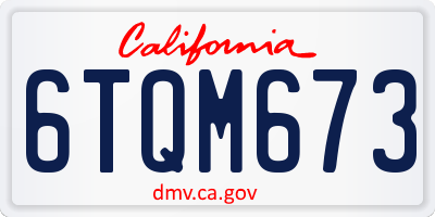 CA license plate 6TQM673