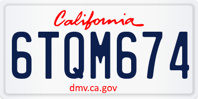 CA license plate 6TQM674