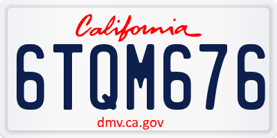 CA license plate 6TQM676