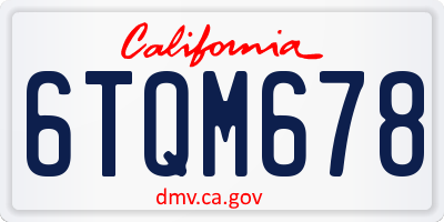 CA license plate 6TQM678