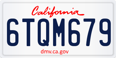 CA license plate 6TQM679