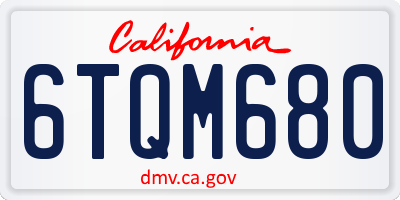 CA license plate 6TQM680