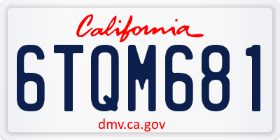 CA license plate 6TQM681