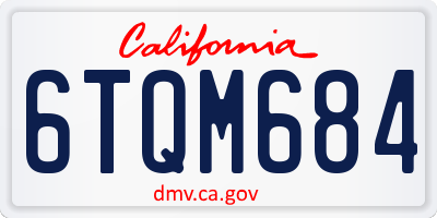 CA license plate 6TQM684