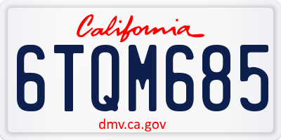 CA license plate 6TQM685