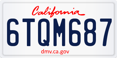 CA license plate 6TQM687