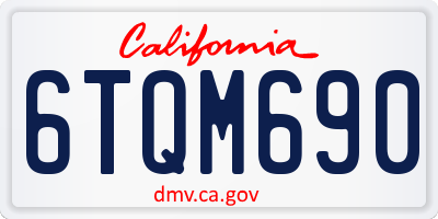 CA license plate 6TQM690