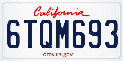 CA license plate 6TQM693