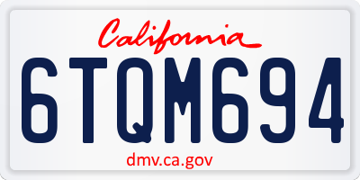 CA license plate 6TQM694