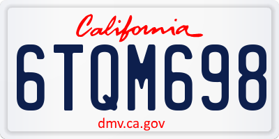 CA license plate 6TQM698