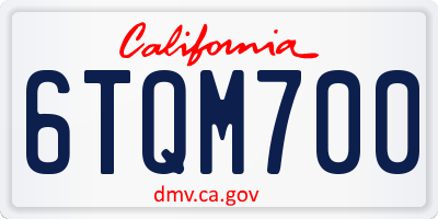 CA license plate 6TQM700