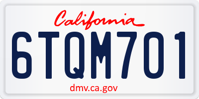 CA license plate 6TQM701