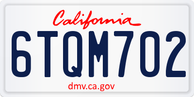 CA license plate 6TQM702