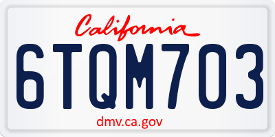 CA license plate 6TQM703