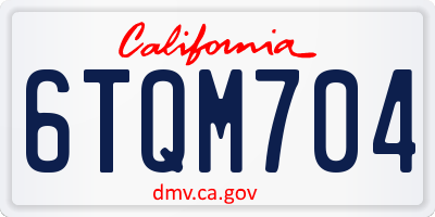 CA license plate 6TQM704