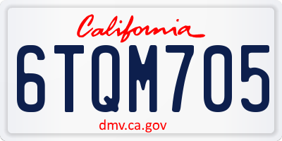 CA license plate 6TQM705