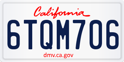 CA license plate 6TQM706