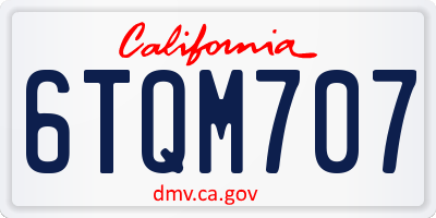 CA license plate 6TQM707