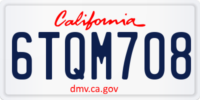 CA license plate 6TQM708