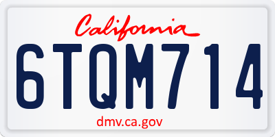 CA license plate 6TQM714