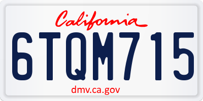 CA license plate 6TQM715