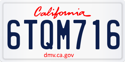 CA license plate 6TQM716