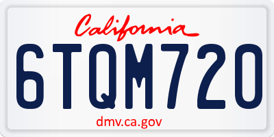 CA license plate 6TQM720