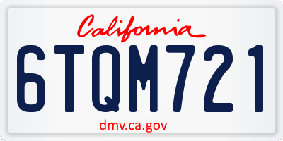 CA license plate 6TQM721