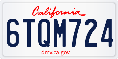 CA license plate 6TQM724