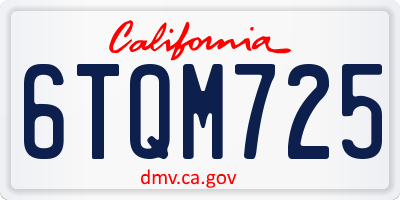 CA license plate 6TQM725