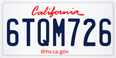 CA license plate 6TQM726