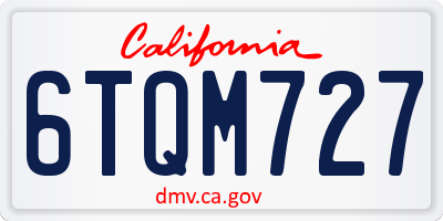 CA license plate 6TQM727