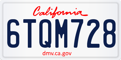 CA license plate 6TQM728