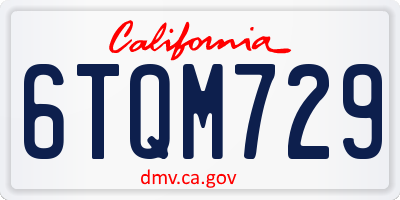 CA license plate 6TQM729